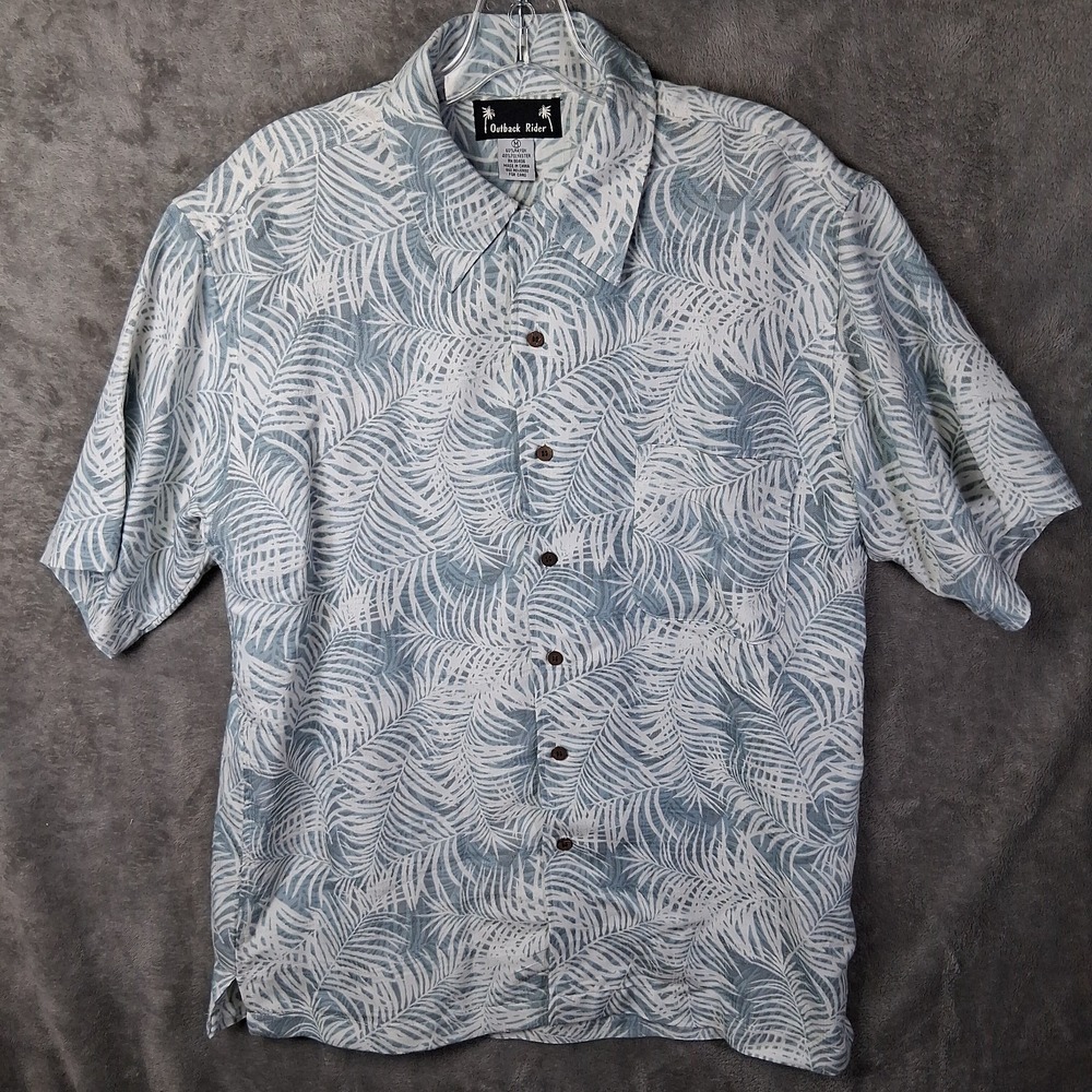 Outback Rider Hawaiian Shirt Men's Medium Floral Pattern Rayon Blend Multicolor